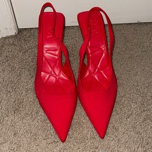 Red Zara sling back pumps